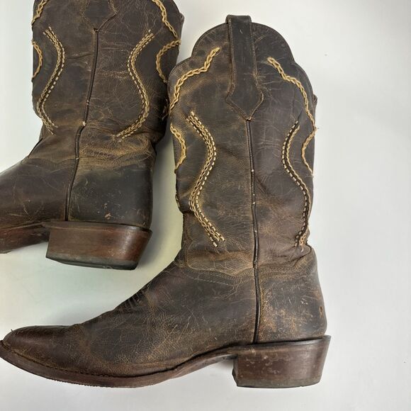 Dan Post Albany Boot Western Cowboy Brown Leather Bucklace Pull One Mens 9 EWide - Picture 10 of 16